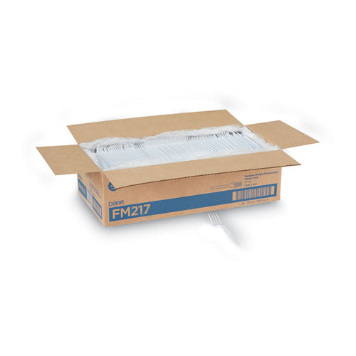 Image of Dixie® Plastic Cutlery, Heavy Mediumweight Fork, White, 1,000/Carton