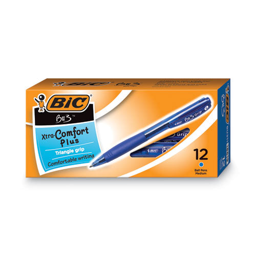 Image of BIC® BU3 Ballpoint Pen, Retractable, Bold 1 mm, Blue Ink, Translucent Blue/Blue Barrel, Dozen