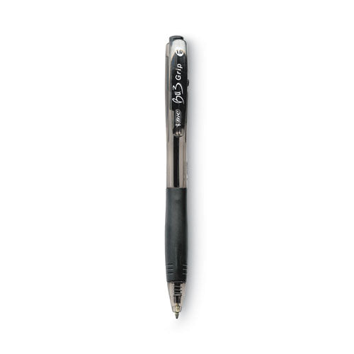 Image of BIC® BU3 Ballpoint Pen, Retractable, Bold 1 mm, Black Ink, Smoke/Black Barrel, Dozen