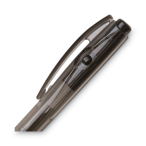 Image of BIC® BU3 Ballpoint Pen, Retractable, Bold 1 mm, Black Ink, Smoke/Black Barrel, Dozen