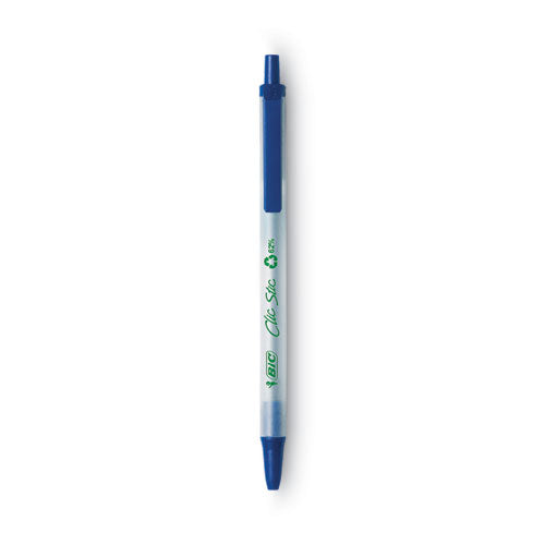 Image of BIC® Ecolutions Clic Stic Ballpoint Pen, Retractable, Medium 1 mm, Blue Ink, Translucent Frost/Blue Barrel, Dozen