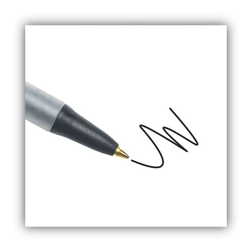 Image of BIC® Ecolutions Clic Stic Ballpoint Pen, Retractable, Medium 1 mm, Black Ink, Translucent Frost/Black Barrel, Dozen