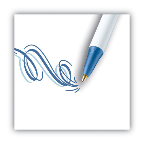 Image of BIC® Clic Stic Ballpoint Pen, Retractable, Medium 1 Mm, Blue Ink, White Barrel, Dozen