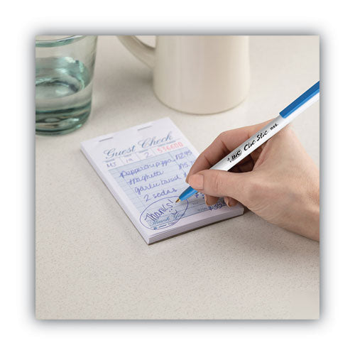 Image of BIC® Clic Stic Ballpoint Pen, Retractable, Medium 1 Mm, Blue Ink, White Barrel, Dozen