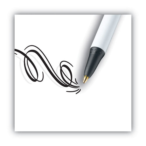Image of BIC® Clic Stic Ballpoint Pen, Retractable, Medium 1 Mm, Black Ink, White Barrel, Dozen