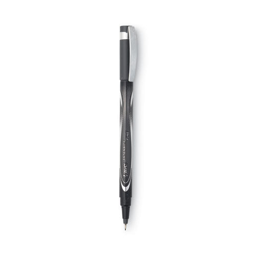 Image of BIC® Intensity Porous Point Pen, Stick, Fine 0.5 Mm, Black Ink, Black Barrel, Dozen