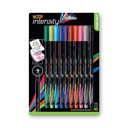 Image of BIC® Intensity Porous Point Pen, Stick, Extra-Fine 0.4 Mm, Assorted Ink And Barrel Colors, 10/pack