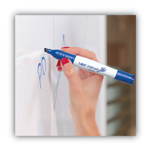 Image of BIC® Intensity Low Odor Chisel Tip Dry Erase Marker, Broad Chisel Tip, Blue, Dozen