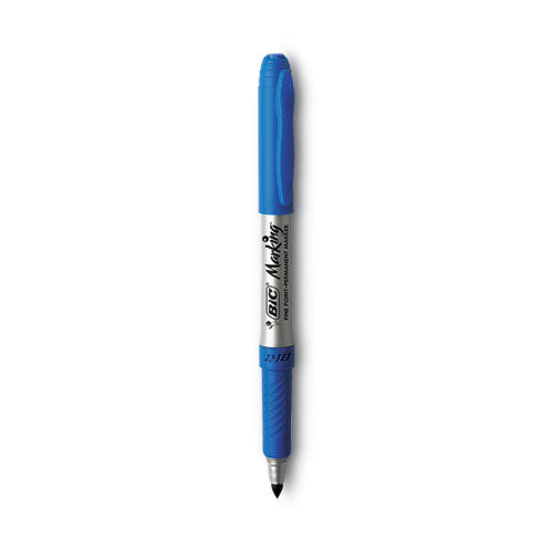 Image of BIC® Intensity Fine Tip Permanent Marker, Fine Bullet Tip, Deep Sea Blue, Dozen