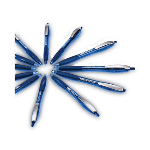 Image of BIC® GLIDE Ballpoint Pen, Retractable, Medium 1 mm, Blue Ink, Translucent Blue/Blue Barrel, Dozen