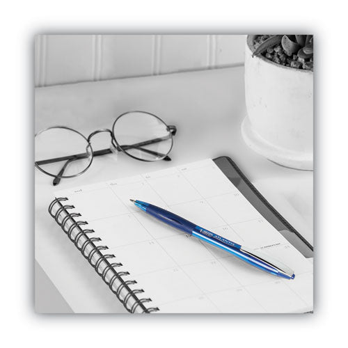 Image of BIC® GLIDE Ballpoint Pen, Retractable, Medium 1 mm, Blue Ink, Translucent Blue/Blue Barrel, Dozen