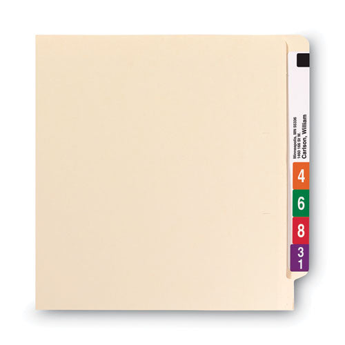 Image of Smead End Tab Fastener Folders with Reinforced Straight Tabs, 11-pt Manila, 2 Fasteners, Legal Size, Manila Exterior, 50/Box