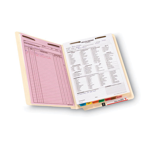 Image of Smead End Tab Fastener Folders with Reinforced Straight Tabs, 14-pt Manila, 2 Fasteners, Letter Size, Manila Exterior, 50/Box