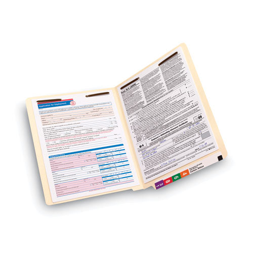 Image of Smead End Tab Fastener Folders with Reinforced Straight Tabs, 14-pt Manila, 2 Fasteners, Letter Size, Manila Exterior, 50/Box