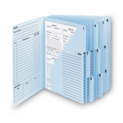 Image of Smead 10-Pocket Project Organizer with Indexed Tabs (1-10), 10 Sections, Unpunched, 1/3-Cut Tabs, Letter Size, Lake Blue/Navy Blue