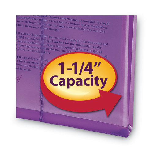 Image of Smead Poly String and Button Interoffice Envelopes, Open-End (Vertical), 9.75 x 11.63, Transparent Purple, 5/Pack