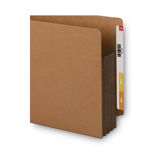 Image of Smead Redrope Drop-Front End Tab File Pockets, Fully Lined 6.5" High Gussets, 3.5" Expansion, Legal Size, Redrope/Brown, 10/Box