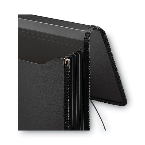 Image of Smead Poly Premium Wallets, 5.25" Expansion, 1 Section, Elastic Cord Closure, Letter Size, Black