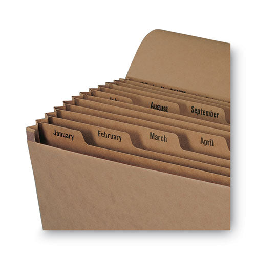Image of Smead Indexed Expanding Kraft Files, 12 Sections, Elastic Cord Closure, 1/12-Cut Tabs, Letter Size, Kraft