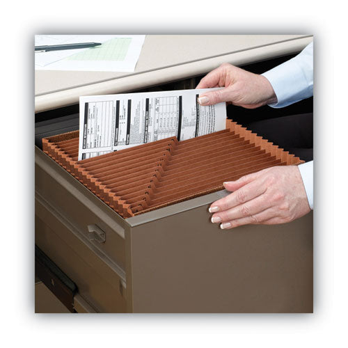 Image of Smead TUFF Expanding Open-Top Stadium File, 21 Sections, 1/21-Cut Tabs, Legal Size, Redrope