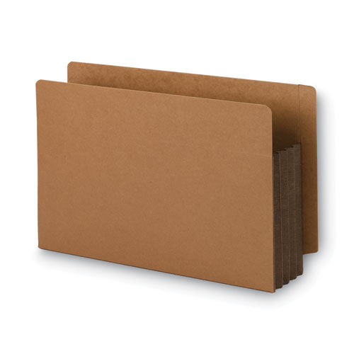 Image of Smead Redrope Drop-Front End Tab File Pockets, Fully Lined 6.5" High Gussets, 3.5" Expansion, Legal Size, Redrope/Brown, 10/Box