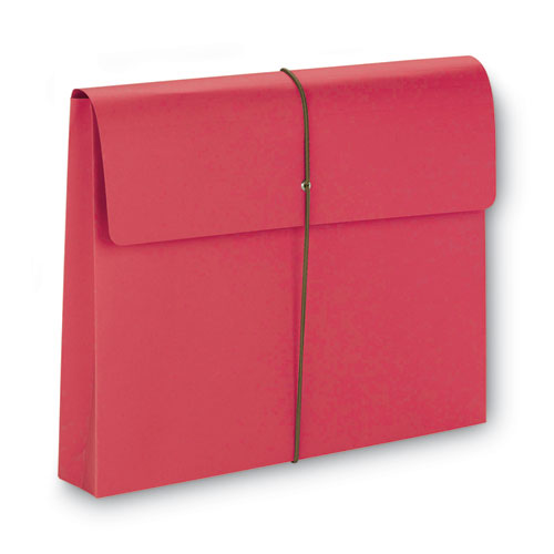 Image of Smead Expanding Wallet with Elastic Cord, 2" Expansion, 1 Section, Elastic Cord Closure, Letter Size, Red, 10/Box