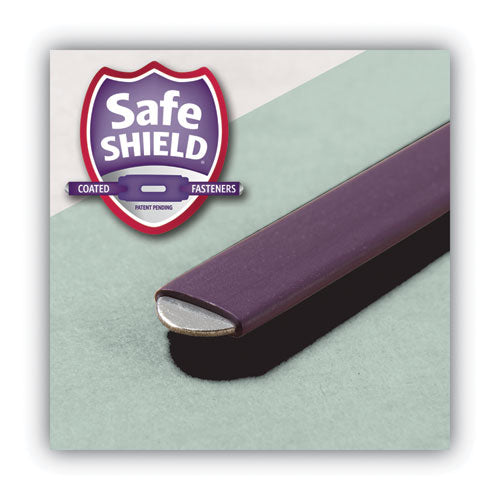 Image of Smead End Tab Pressboard Classification Folders, Two SafeSHIELD Coated Fasteners, 3" Expansion, Letter Size, Gray-Green, 25/Box