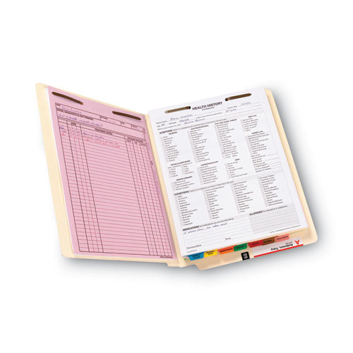 Image of Smead Reinforced End Tab Fastener Folders, Antimicrobial Protection, 0.75" Expansion, 2 Fasteners, Letter Size, Manila, 50/Box