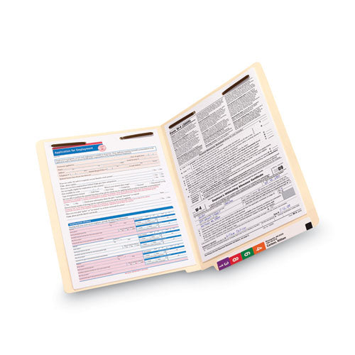 Image of Smead Reinforced End Tab Fastener Folders, Antimicrobial Protection, 0.75" Expansion, 2 Fasteners, Letter Size, Manila, 50/Box