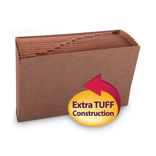 Image of Smead TUFF Expanding Open-Top Stadium File, 12 Sections, 1/12-Cut Tabs, Legal Size, Redrope