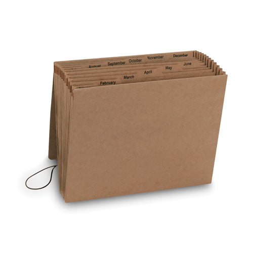 Image of Smead Indexed Expanding Kraft Files, 12 Sections, Elastic Cord Closure, 1/12-Cut Tabs, Letter Size, Kraft