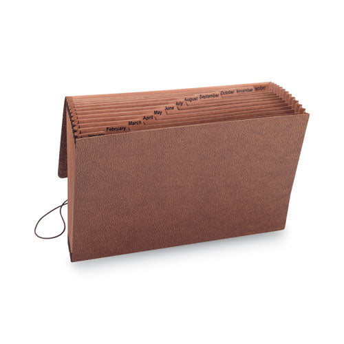 Image of Smead TUFF Expanding Wallet, 12 Sections, Elastic Cord Closure, 1/12-Cut Tabs, Legal Size, Redrope