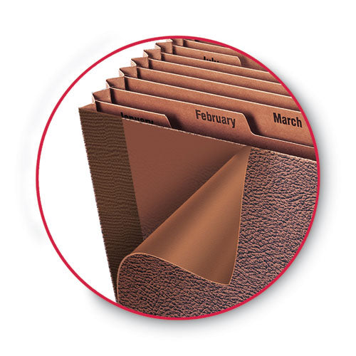 Image of Smead TUFF Expanding Open-Top Stadium File, 12 Sections, 1/12-Cut Tabs, Legal Size, Redrope