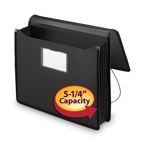 Image of Smead Poly Premium Wallets, 5.25" Expansion, 1 Section, Elastic Cord Closure, Letter Size, Black