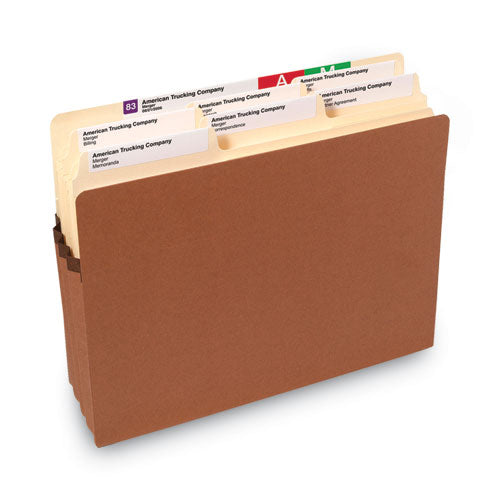 Image of Smead Recycled Top Tab File Pockets, 3.5" Expansion, Letter Size, Redrope, 25/Box