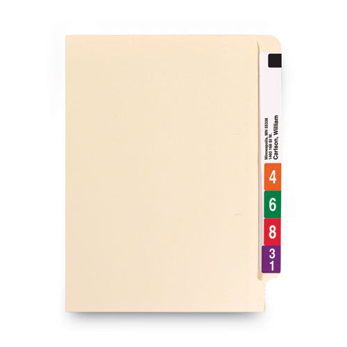 Image of Smead Heavyweight Manila End Tab Folders, 9.5" High Front, Straight 1-Ply Tabs, Letter Size, 0.75" Expansion, Manila, 100/Box