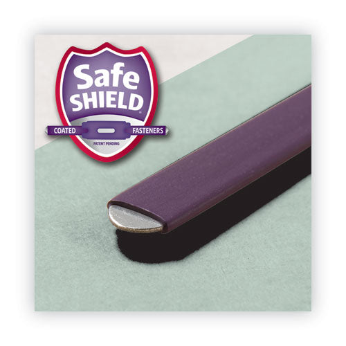 Image of Smead End Tab Pressboard Classification Folders, Two SafeSHIELD Coated Fasteners, 1" Expansion, Legal Size, Gray-Green, 25/Box