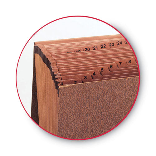 Image of Smead TUFF Expanding Wallet, 31 Sections, Elastic Cord Closure, 1/15-Cut Tabs, Letter Size, Redrope