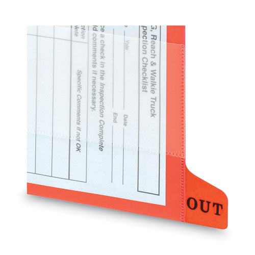 Image of Smead Colored Poly Out Guides With Pockets, 1/3-Cut End Tab, Out, 8.5 X 11, Red, 25/box