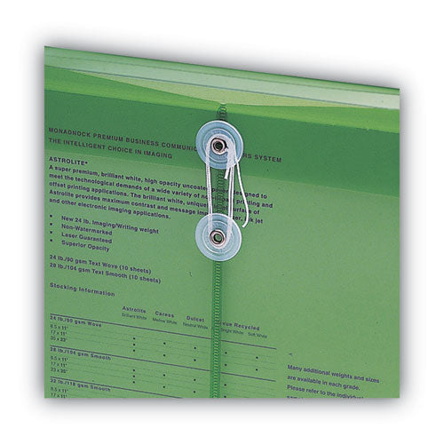 Image of Smead Poly String and Button Interoffice Envelopes, Open-End (Vertical), 9.75 x 11.63, Transparent Green, 5/Pack
