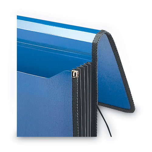 Image of Smead Poly Premium Wallets, 5.25" Expansion, 1 Section, Elastic Cord Closure, Letter Size, Navy Blue