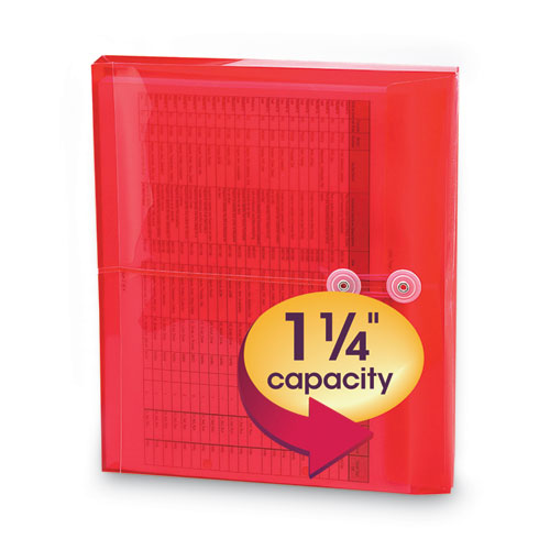 Image of Smead Poly String and Button Interoffice Envelopes, Open-Side (Horizontal), 9.75 x 11.63, Transparent Red, 5/Pack