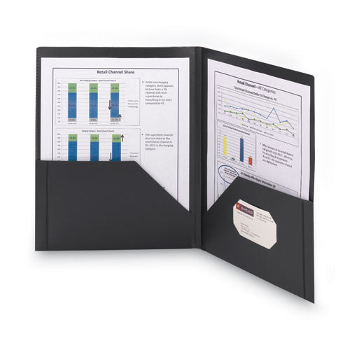 Image of Smead Frame View Poly Two-Pocket Folder, 100-Sheet Capacity, 11 X 8.5, Clear/black, 5/pack