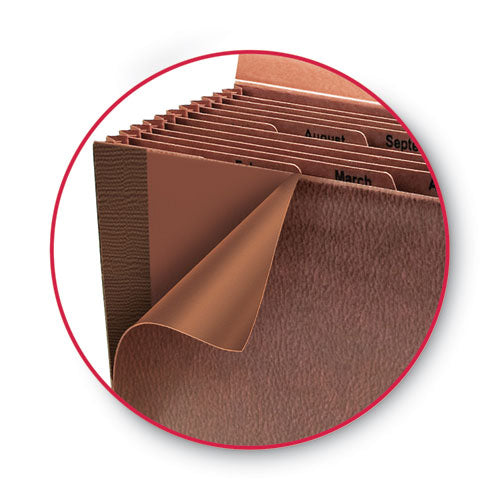 Image of Smead TUFF Expanding Wallet, 12 Sections, Elastic Cord Closure, 1/12-Cut Tabs, Legal Size, Redrope