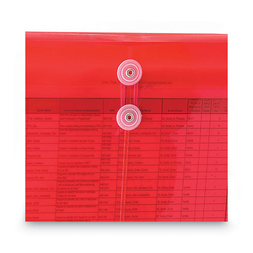 Image of Smead Poly String and Button Interoffice Envelopes, Open-Side (Horizontal), 9.75 x 11.63, Transparent Red, 5/Pack