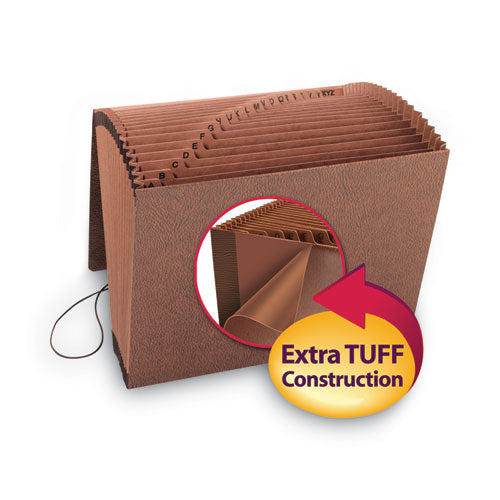 Image of Smead TUFF Expanding Wallet, 21 Sections, Elastic Cord Closure, 1/21-Cut Tabs, Letter Size, Redrope