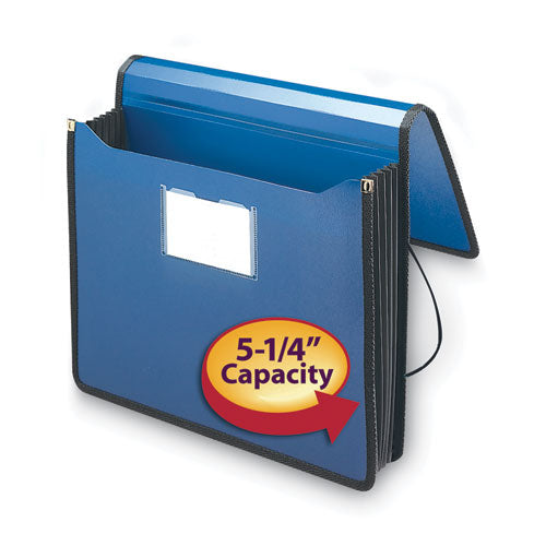 Image of Smead Poly Premium Wallets, 5.25" Expansion, 1 Section, Elastic Cord Closure, Letter Size, Navy Blue