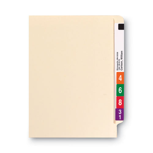 Image of Smead 100% Recycled Manila End Tab Folders, Straight Tabs, Letter Size, 0.75" Expansion, Manila, 100/Box