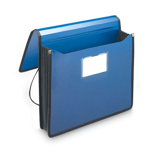 Image of Smead Poly Premium Wallets, 5.25" Expansion, 1 Section, Elastic Cord Closure, Letter Size, Navy Blue