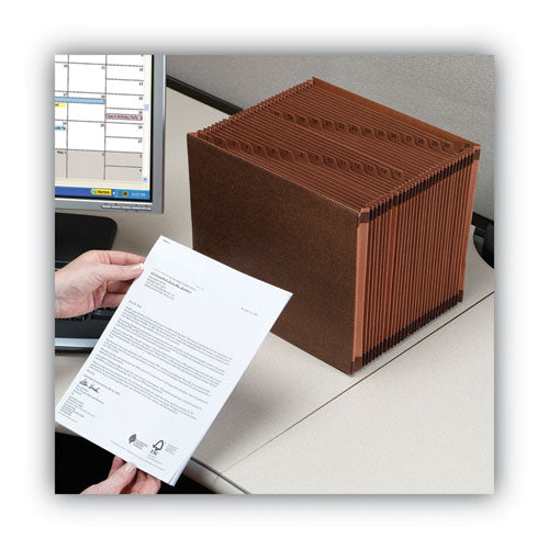 Image of Smead TUFF Expanding Open-Top Stadium File, 31 Sections, 1/31-Cut Tabs, Legal Size, Redrope